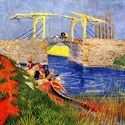 Jigsaw puzzle: Langlois Bridge at Arles and the Women Washing