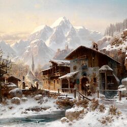 Jigsaw puzzle: Winter in a mountain village