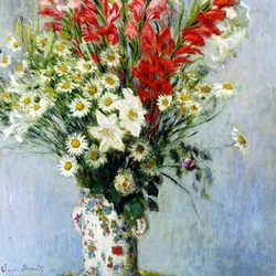 Jigsaw puzzle: Bouquet with gladioli and lilies