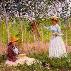 Jigsaw puzzle: Suzanne reading and Blanche painting at Giverny