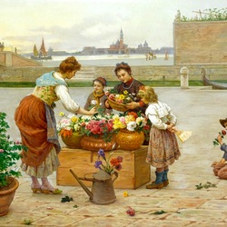 Jigsaw puzzle: Buying flowers