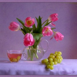 Jigsaw puzzle: Tulips and grapes