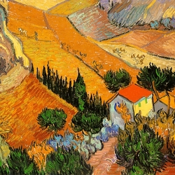 Jigsaw puzzle: Landscape with a house and a plowman