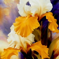 Jigsaw puzzle: Yellow-white irises