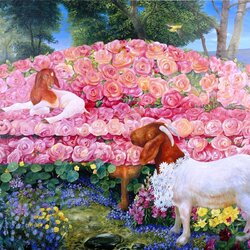 Jigsaw puzzle: Goats and Roses