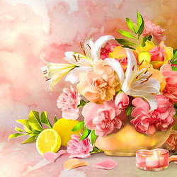 Jigsaw puzzle: Still life with lilies and lemon