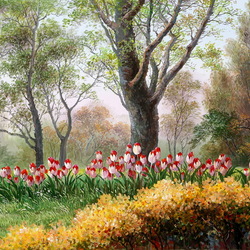 Jigsaw puzzle: Tulips in the forest