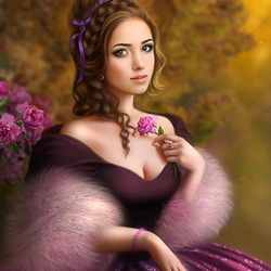 Jigsaw puzzle: Portrait of a girl with a rose