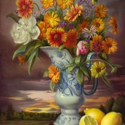 Jigsaw puzzle: Bouquet of flowers and lemons