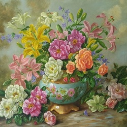 Jigsaw puzzle: Roses and lilies
