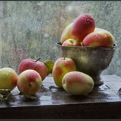 Jigsaw puzzle: Apples in the autumn rain