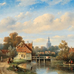Jigsaw puzzle: Dutch town by the river