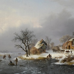 Jigsaw puzzle: Winter landscape with skaters