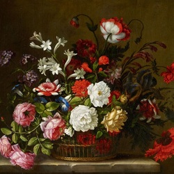 Jigsaw puzzle: A bouquet of flowers in a basket