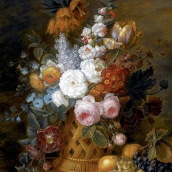 Jigsaw puzzle: Bouquet in a wicker basket