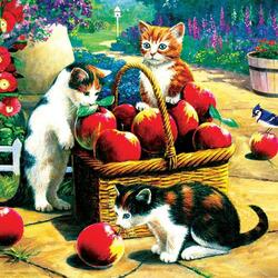 Jigsaw puzzle: Kittens and apples