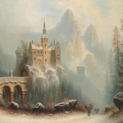 Jigsaw puzzle: Winter landscape with castle