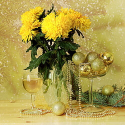 Jigsaw puzzle: New year and chrysanthemums