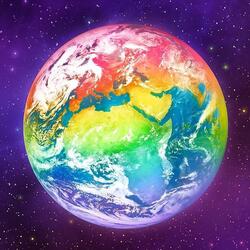 Jigsaw puzzle: Rainbow planet earth
