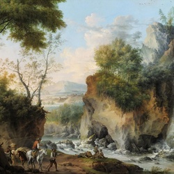 Jigsaw puzzle: Summer landscape with waterfall