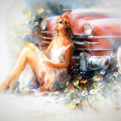 Jigsaw puzzle: Girl and car