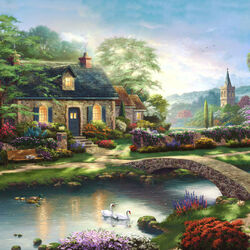Jigsaw puzzle: Stone house by the river