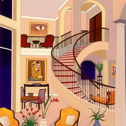 Jigsaw puzzle: Interior with a painting by Klimt