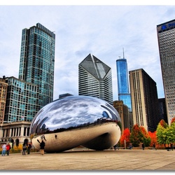 Jigsaw puzzle: Cloud gate in downtown Chicago