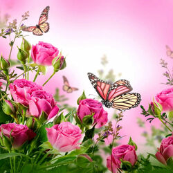 Jigsaw puzzle: Butterflies and roses