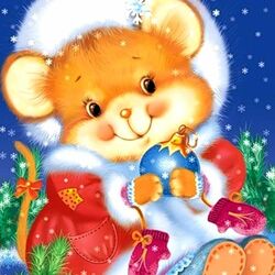 Jigsaw puzzle: Mouse with Christmas tree toy