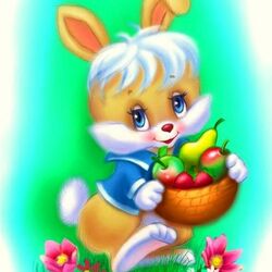 Jigsaw puzzle: Bunny with a basket of fruits