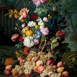 Jigsaw puzzle: Still life with flowers and fruits