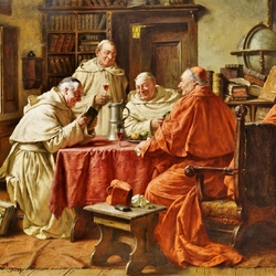 Jigsaw puzzle: Cardinal and monks in the monastery library
