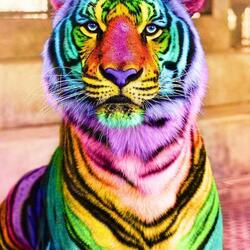 Jigsaw puzzle: Rainbow tiger