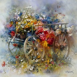 Jigsaw puzzle: Cart with flowers