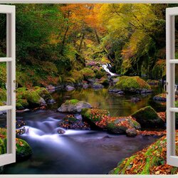 Jigsaw puzzle: View from the window to the waterfall
