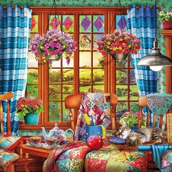 Jigsaw puzzle: Tea by the window