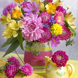 Jigsaw puzzle: Colorful bouquet with asters