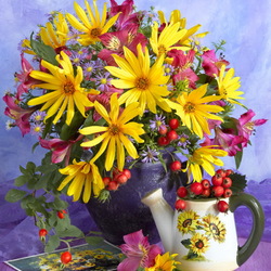 Jigsaw puzzle: Colorful bouquet with rudbeckia