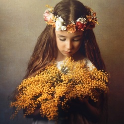 Jigsaw puzzle: Girl with mimosa