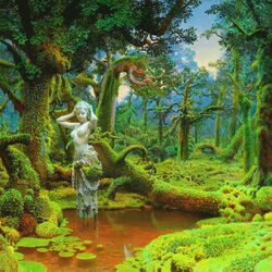 Jigsaw puzzle: Statue in the forest