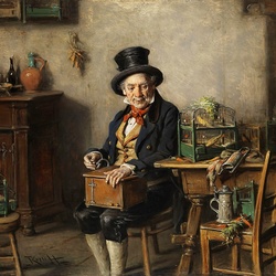 Jigsaw puzzle: Old man with music box
