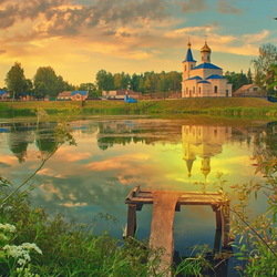 Jigsaw puzzle: Temple in the village of Aleshenka