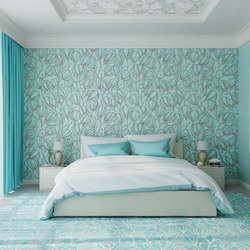 Jigsaw puzzle: Bedroom in turquoise colors