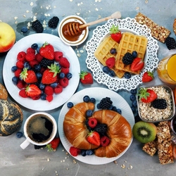 Jigsaw puzzle: Coffee, croissants, berries