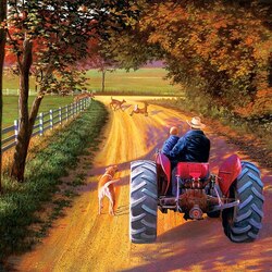 Jigsaw puzzle: On a tractor