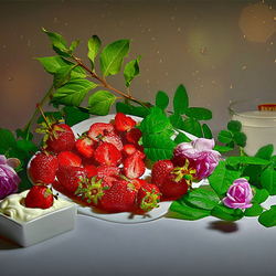 Jigsaw puzzle: Strawberries and roses