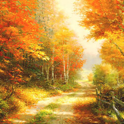 Jigsaw puzzle: Walking the autumn road