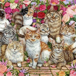 Jigsaw puzzle: Flower cats