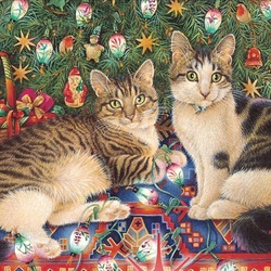 Jigsaw puzzle: Christmas tree for cats